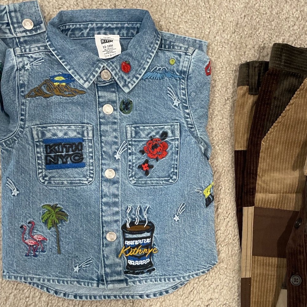 Kith Kids Denim and Corduroy Jacket Set - Blue and Brown
